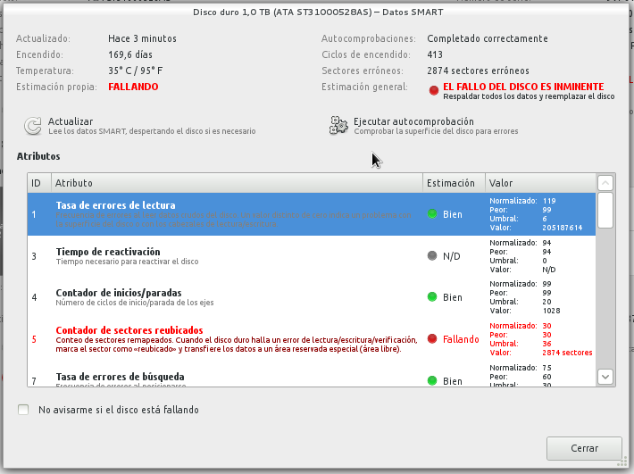 Monitorización S.M.A.R.T. en gnome3